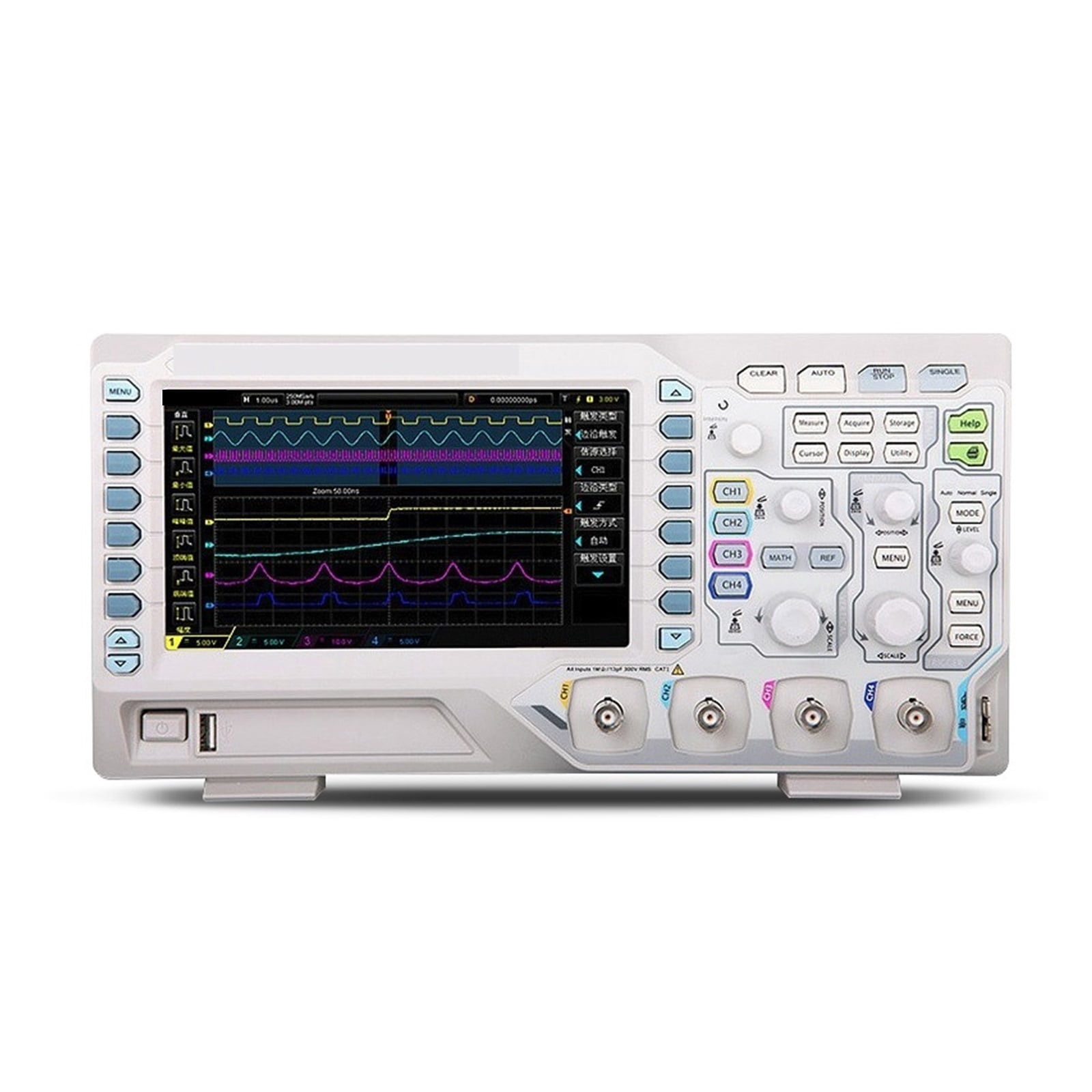 7" Screen Digital Oscilloscope 50MHz 4 Analog Channels Sampling Rate 1GSa/s 24Mpts Memory Depth Waveform Storage Playback ,Professional Designed