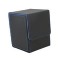 thumbnail image 1 of Card Storage Box, Card Deck Box Versatile Compatibility PU Leather Soft Microfiber Inner Layer Wide Mouth U Shaped Opening Double Layer Construction  for Travel Black Blue, 1 of 7