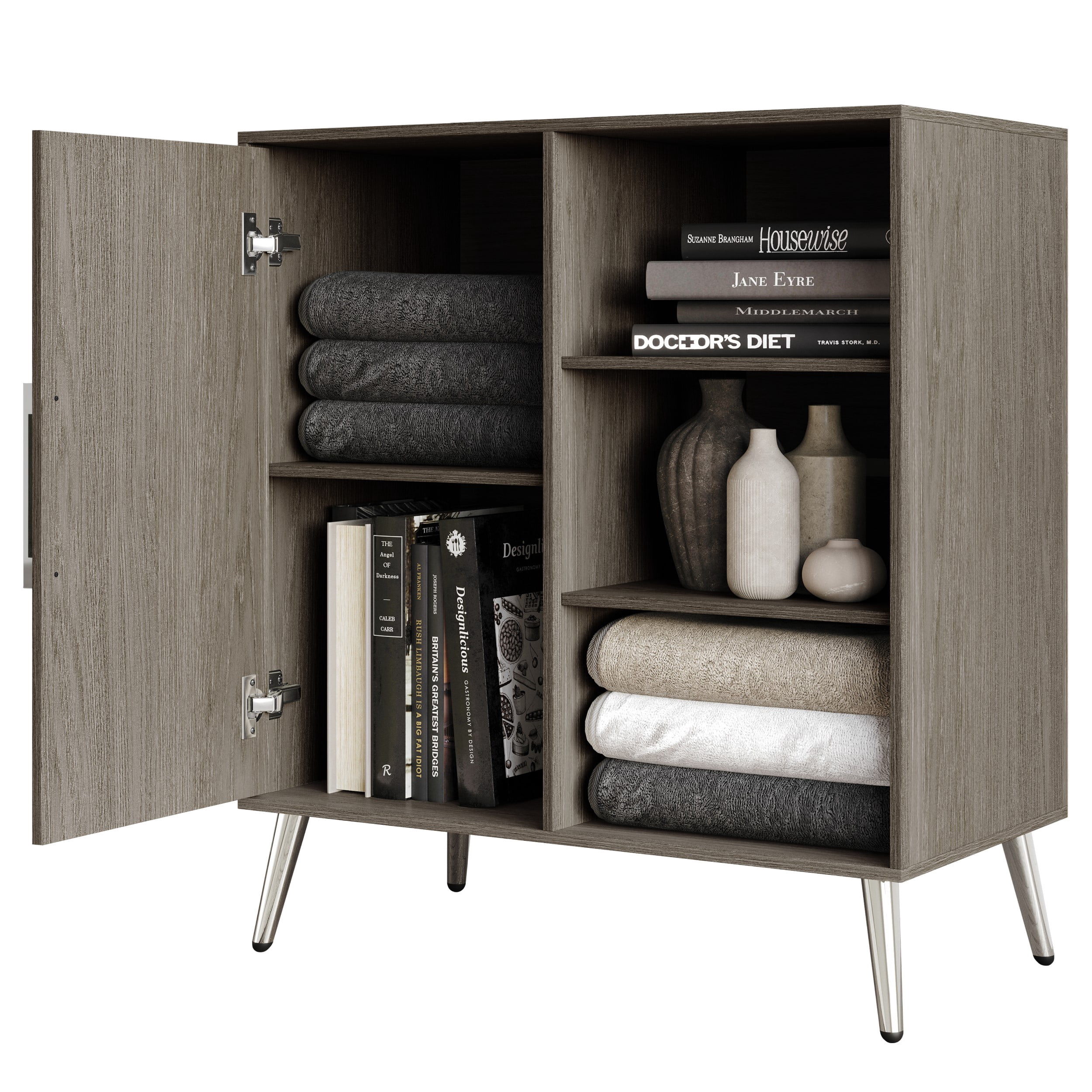 Home Design Ashwin Sideboard with Spacious Storage and Sleek Modern Design, Gray, Easy Assembly