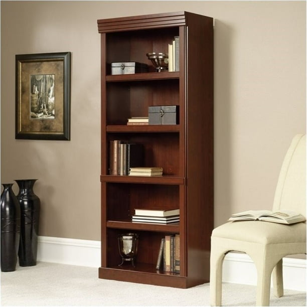 Bowery Hill 5 Shelves Bookcase In Classic Cherry Com Bowery Hill 5 Shelves Bookcase In, Bowery Hill Large Oak Wrap Around Home Bark