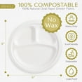thumbnail image 2 of Brheez Heavy Duty Round 3-Compartment Disposable Plates - 100% Biodegradable & Compostable Sugarcane, 9", 110-pack, 2 of 6