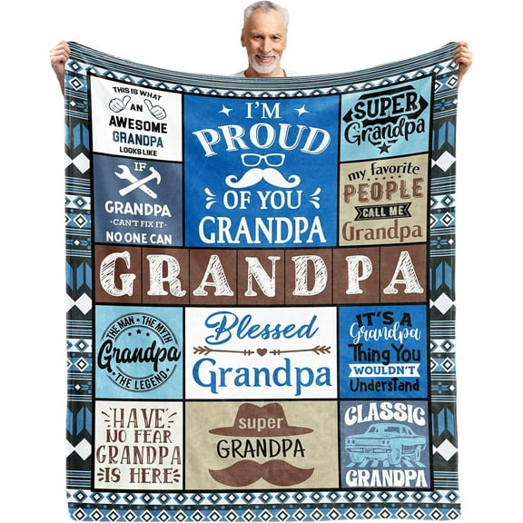 Grandpa Gifts, Gifts for Grandpa from Grandkids, Gifts for Grandpa from Granddaughter Grandson, Best Grandpa Gift, Grandpa gifts Blanket 60"X 50", Gifts for Grandpa Birthday Thanksgiving Day