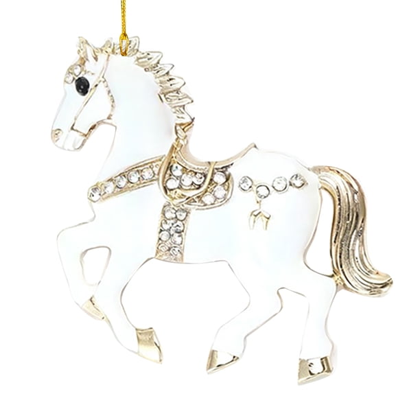 Adornos navideños con forma de caballo Decoración colgante con brillantes en forma de caballo Adorno acrílico para el árbol de Navidad para fiestas de invierno y Navidad Decoración para el hogar