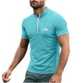 thumbnail image 4 of Generic Mens Sport Muscle Shirts Casual Short Sleeve Zip Up Athletic Workout Fitness Tshirt Lightweight Basic Train Gym Tees, 4 of 4