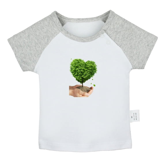 Nature Pattern Soil in Hands T shirt For Baby, Newborn Babies T-shirts, Infant Tops, 0-24M Kids Graphic Tees Clothing (Short Gray Raglan T-shirt, 0-6 Months)