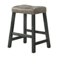 thumbnail image 3 of Rustic Backless Counter Stool Set of 2 – 25 Inch Wooden Farmhouse Barstool with Brown Leather Seat, Distressed Finish & Sturdy Frame – Space-Saving Counter-Height Seating for Kitchen, 3 of 7