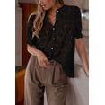 thumbnail image 4 of Blusa PRETTYGARDEN de encaje de manga corta con botones para mujer, 4 of 6