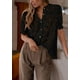 thumbnail image 4 of Blusa PRETTYGARDEN de encaje de manga corta para mujer, color negro, 4 of 6