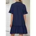 thumbnail image 4 of Women'S Summer Button Down Shirt Dress Casual Ruffle Sleeve Shift Mini Dresses with Pockets Navy Blue M, 4 of 6