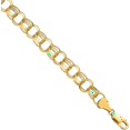 thumbnail image 2 of 14K Solid Yellow Gold Lite 8.5mm Triple Link Chain Charm Bracelet, 2 of 5