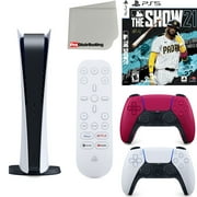 Sony Playstation 5 Digital Version (Sony PS5 Digital) with Cosmic Red Extra Controller, Media Remote, MLB The Show 21, Accessory Starter Kit and Microfiber Cleaning Cloth Bundle