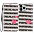 thumbnail image 2 of for iPhone 13 Pro Max PU Leather Flip Case, Stylish Wrist Strap Kickstand Magnetic Card Slots Pattern Shockproof Protective Durable Portable Ultra Slim Phone Case for Men Women - Striped Heart, 2 of 9