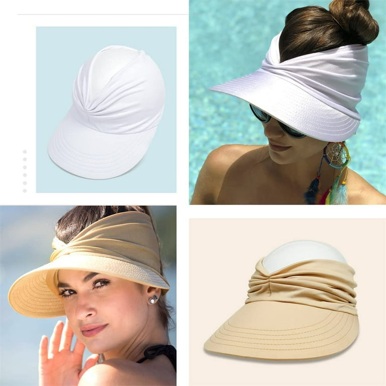 Yuanbang Women Sun Visor Hat Anti-ultraviolet Hollow Top UV Hats Fishing Sports Cap Outdoor Shading Casual Sunscreen Cap,White, Women's, Size: One