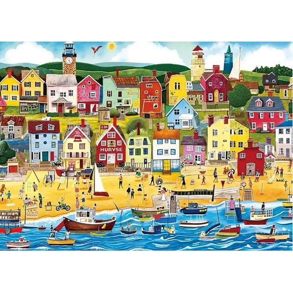 Seaside City Beach 1000 Piece Jigsaw Puzzle for Adults, with Letters on Back Puzzle for Fun Game Nights and Relaxation