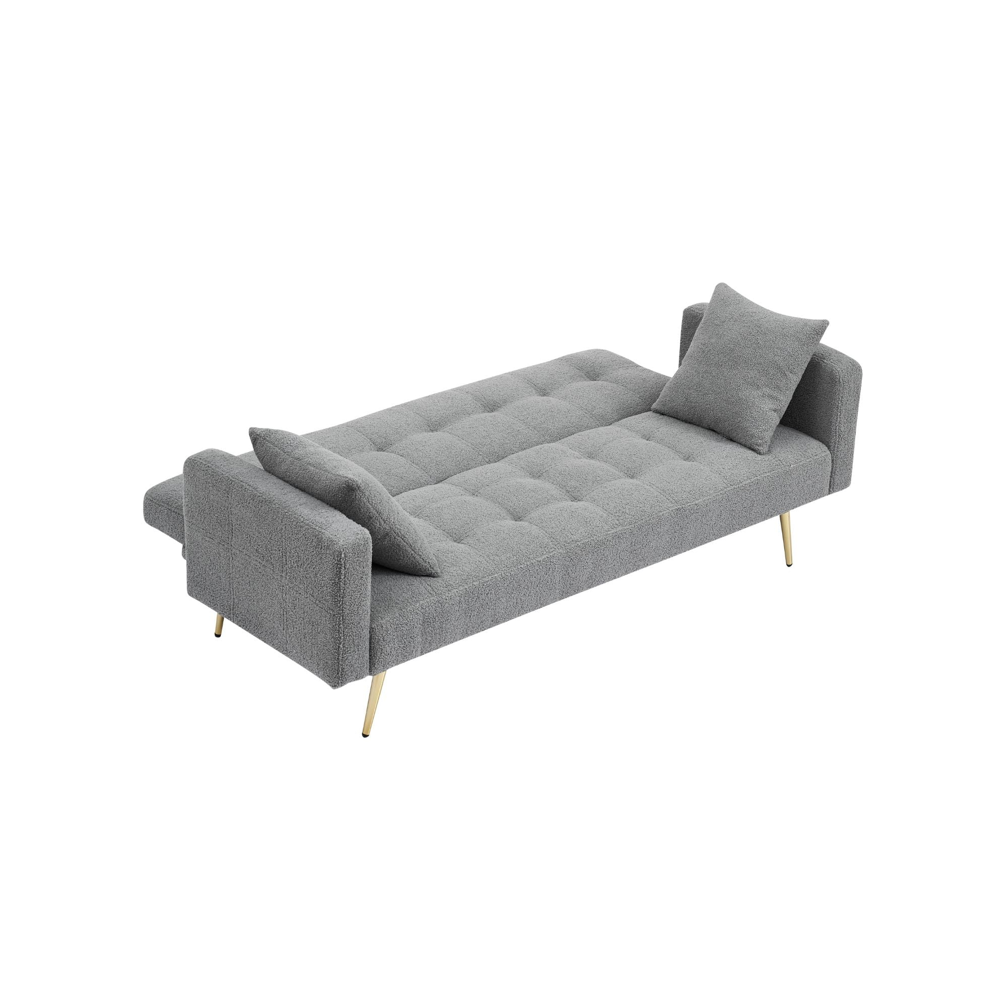 MAYEERTY Convertible Sofa Bed, Multi-Functional Loveseat Sofa with Sturdy Metal Legs for Home Small Apartments, Grey