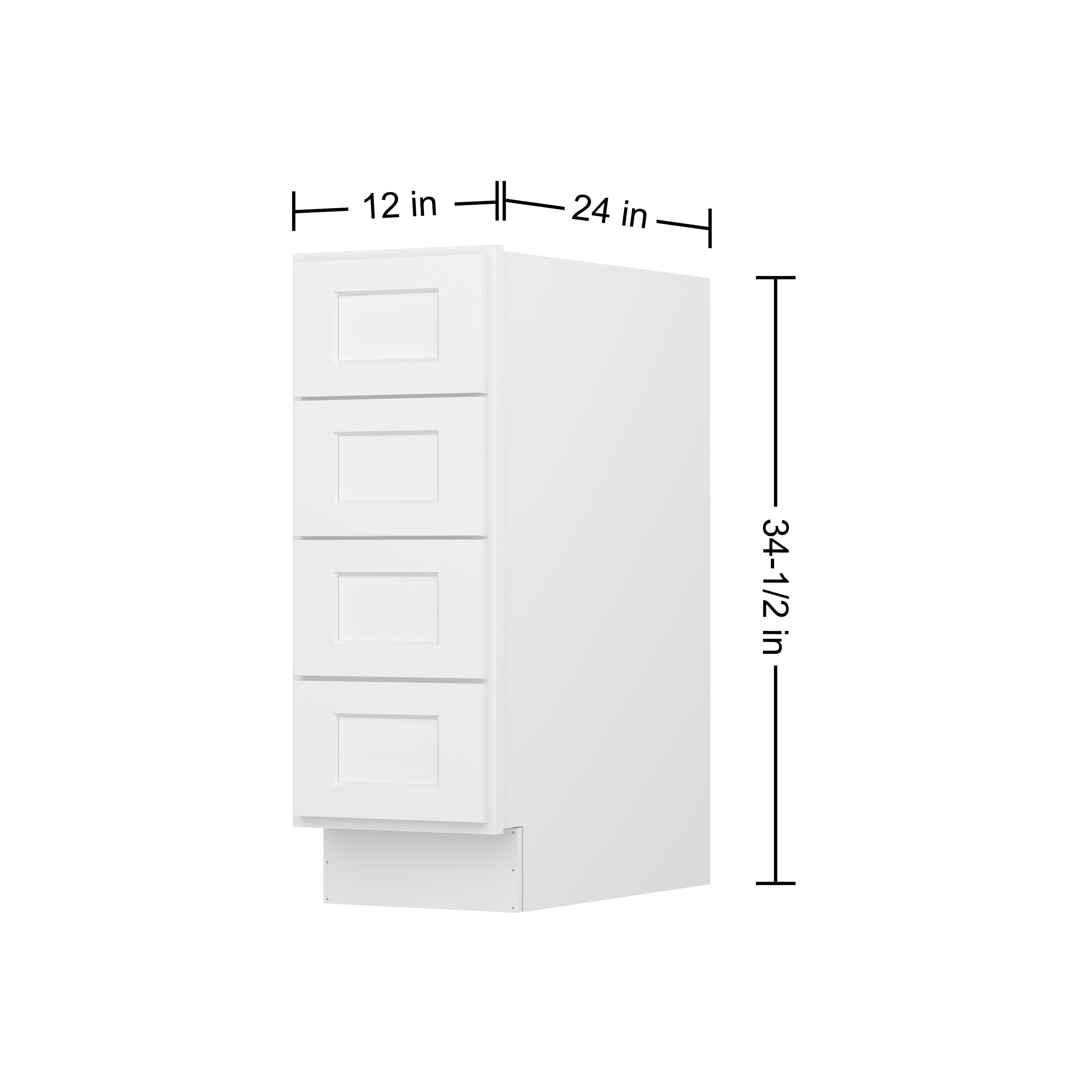 Furinno Shaker Drawer Base Kitchen Cabinet with 4-Drawers, Ready to Assemble, 24 D x 12 W x 34.5 H, White