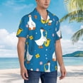 thumbnail image 3 of Fuzoiu Cartoon Goose Print Hawaiian Shirt for Men, Summer Beach Casual Short Sleeve Button Down Shirts, Men’s Beach Summer Shirts with Pocket,Small, 3 of 7