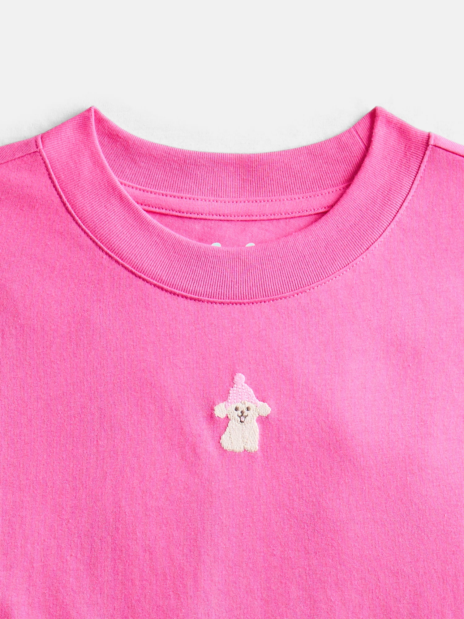 Wonder Nation Girls' Embroidered Icon Tee with Short Sleeves, Sizes 4-18 & Plus
