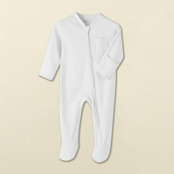 Timegard Baby Clothes for Boy Girls Infant Cotton Footed Onesie Toddler Zip up Rompers Clothing Fall