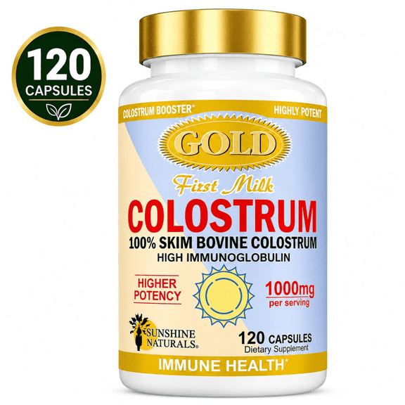 Sunshine Naturals Colostrum Gold Dietary Supplement, 120 Capsules