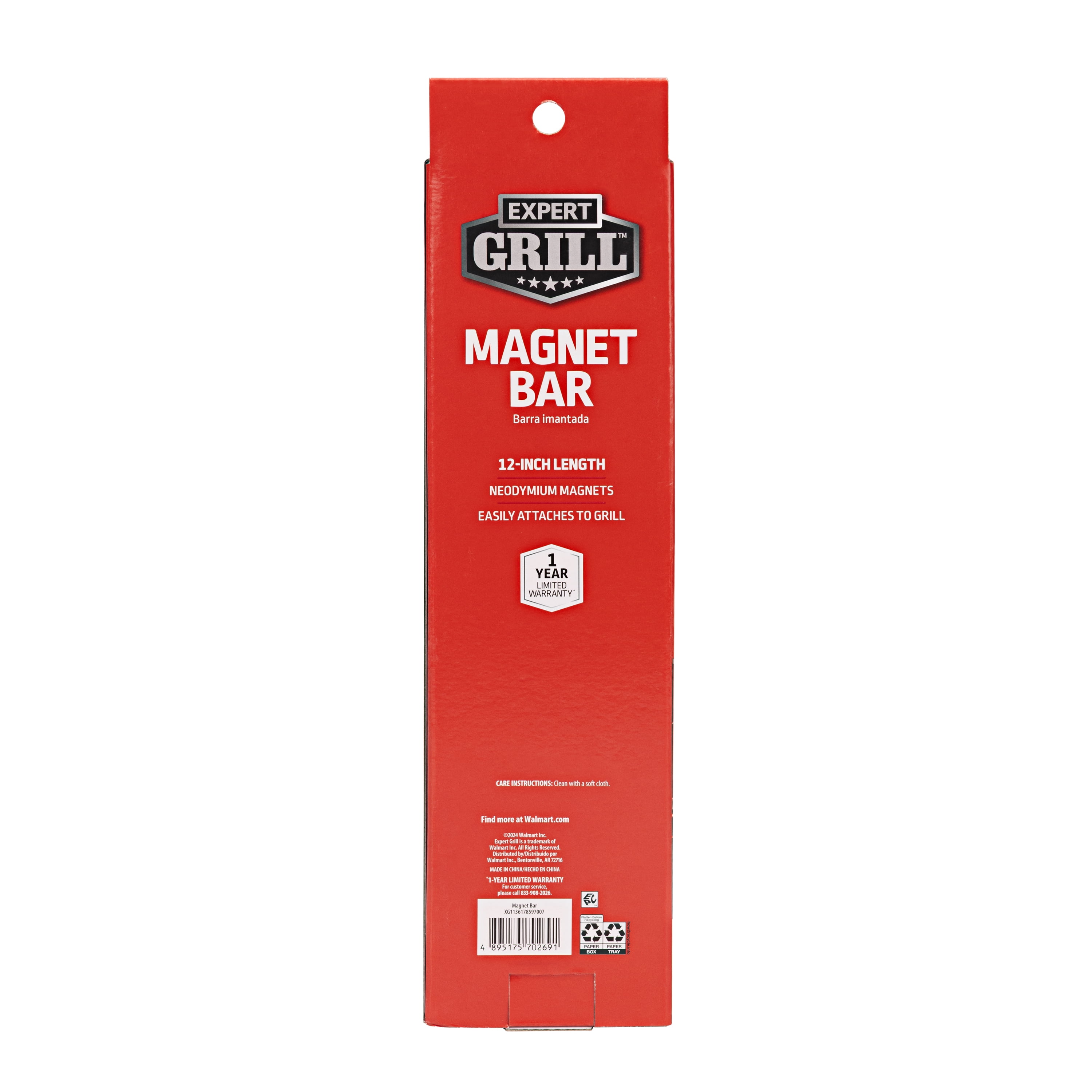 Expert Grill Red and Black  Magnetic BBQ Tool Bar Rack for Barbecue Utensils