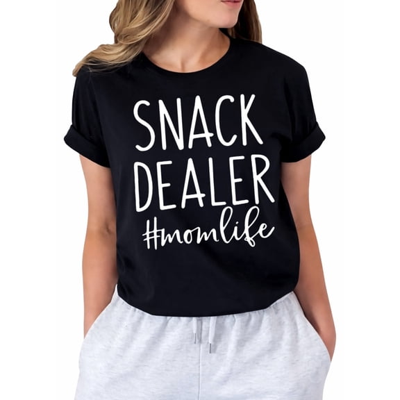 Mama Life Snack Dealer Graphic T-Shirt for Women, Casual Short Sleeve Crew Neck Tee
