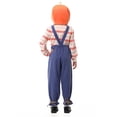 thumbnail image 4 of Halloween Family Matching Costume Sets, Pumpkin Head Mask with Striped Shirt and Suspender Pants, Parent-Kids Scarecrow Cosplay Outfit for Party, 4 of 7