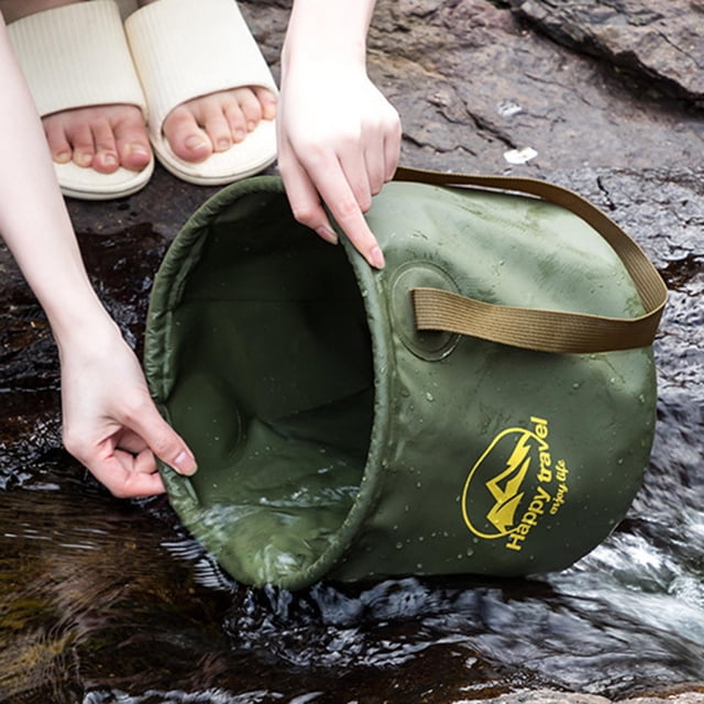 Contenedor de almacenamiento shamjiam de agua plegable bañera portátil Verde cubo plegable