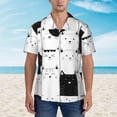 thumbnail image 2 of Sikiie Doodle Cute Cat Print Men's Hawaiian Shirt, Summer Beach Button Pocket Short Sleeve T-Shirt,3X-Large, 2 of 7
