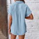 thumbnail image 5 of Camiseta para mujer,Blusa informal de manga corta para mujer, cuello redondo, tejido de imitación de rejilla, corte holgado para uso diario, sopatenor, 5 of 9
