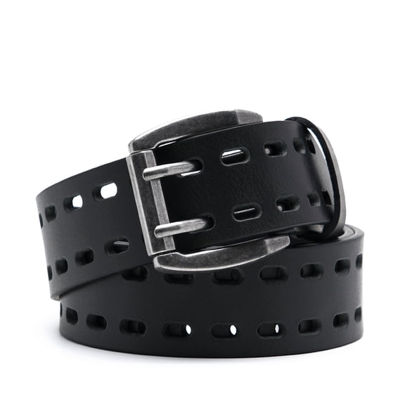 AYAMOTI Men's 1.5-inch Genuine Leather Casual Belt with Double-Prong Buckle