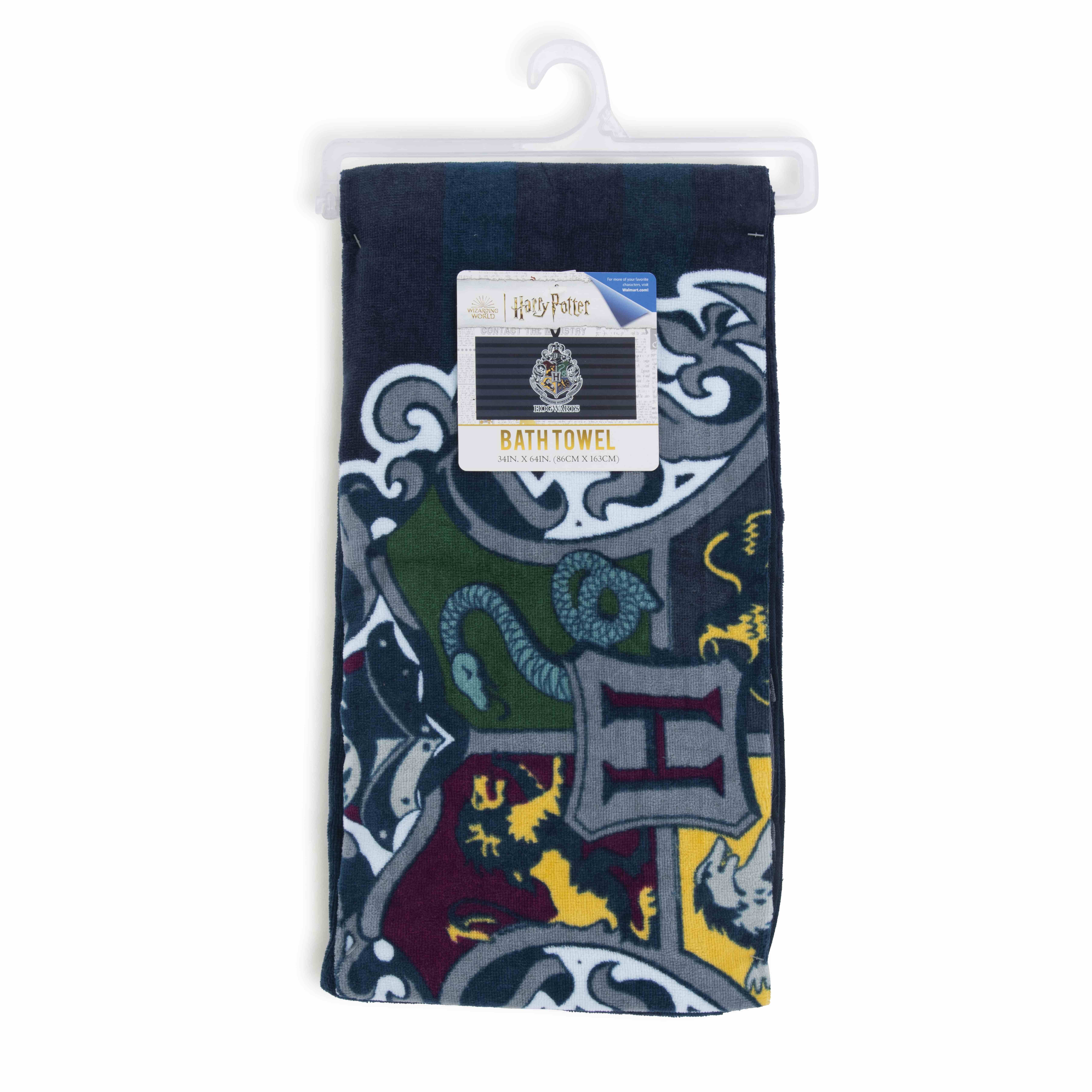 Harry Potter Collegiate Crest 34" x 64" Oversized Bath Towel, Cotton, Grey, Warner Bros