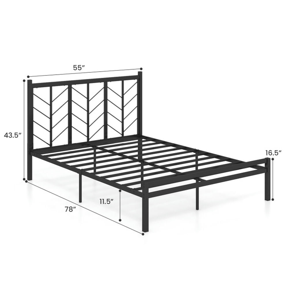 Barara King Bed Frames, Platform Bed Frame, Full Size Platform Bed with Headboard and Metal Frame-Full Size