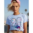 thumbnail image 4 of Camiseta OUMASK para mujer Magic Kingdom Castle Graphic B-Blue, 4 of 6