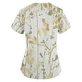 thumbnail image 5 of EHTMSAK Scrubs Tops for Women with Pockets Floral with Pocket Short Sleeve V-Neck Tops Working Uniform Cartoon Print Blouse Yellow S, 5 of 7