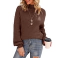 thumbnail image 3 of Asklazy Women's Turtleneck Oversized Sweaters Batwing Long Sleeve Pullover Loose Chunky Knit Jumper,Brown(S-2XL), 3 of 13