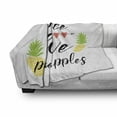 thumbnail image 3 of Saying Soft Flannel Fleece Throw Blanket, Cursive Calligraphy of Peace Love Pineapples Lettering with Pictogram Image, Cozy Plush for Indoor and Outdoor Use, 50" x 60", Multicolor, by Ambesonne, 3 of 6
