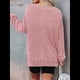thumbnail image 5 of Sudadera de Cuello Redondo de Punto Gofre de Gran Tamaño para Mujer, Sudadera Informal de Larga con Laterales Rosa XXL, 5 of 8