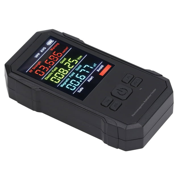 Electromagnetic Radiation Tester, Digital Radiation Tester High Accuracy 3 Colors Indicator Handheld For Home Appliances Black,White