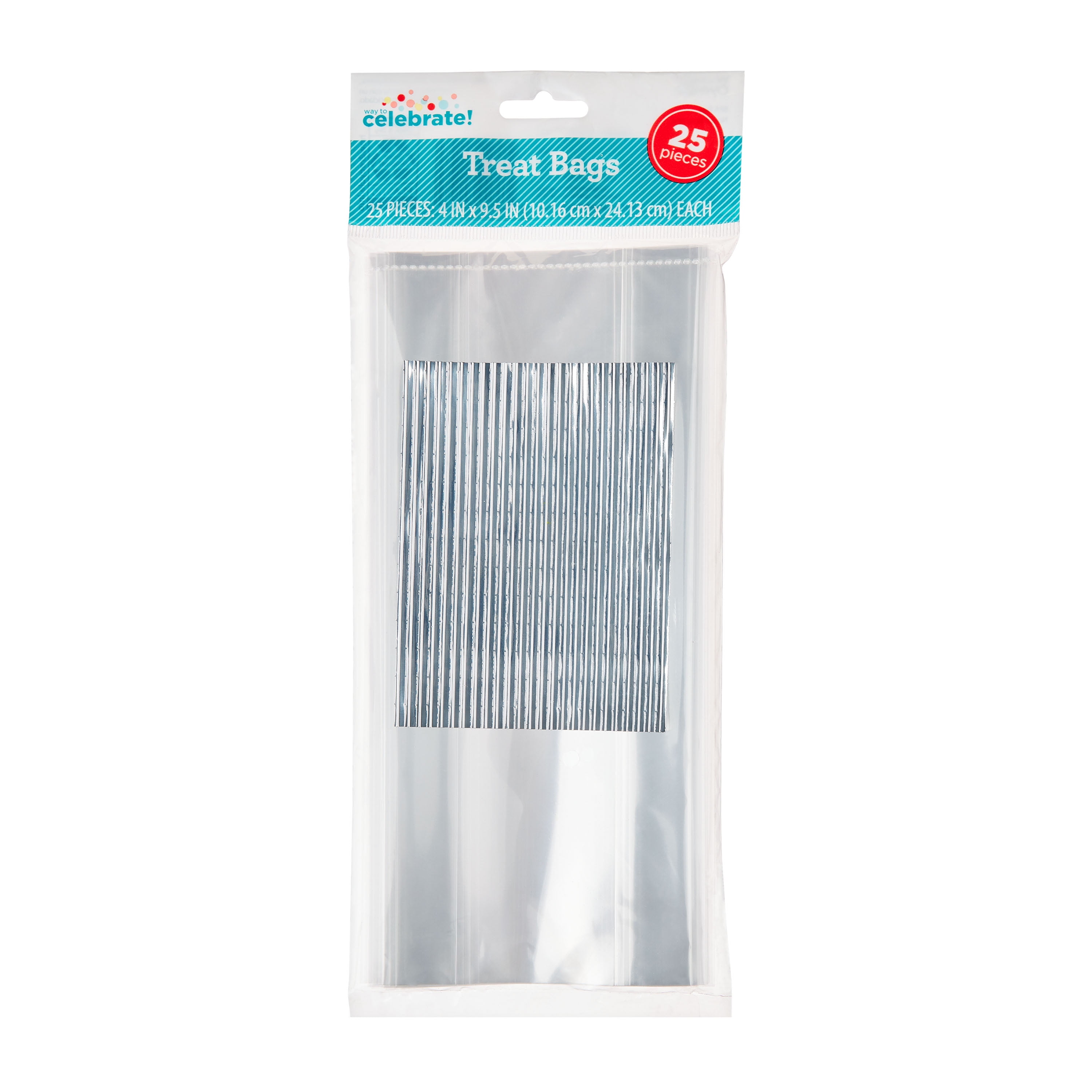 (3 pack) Clear Treat Bags with Twist Ties, 4" x 9.5", 25 Pieces, Party Supplies, by Way to Celebrate