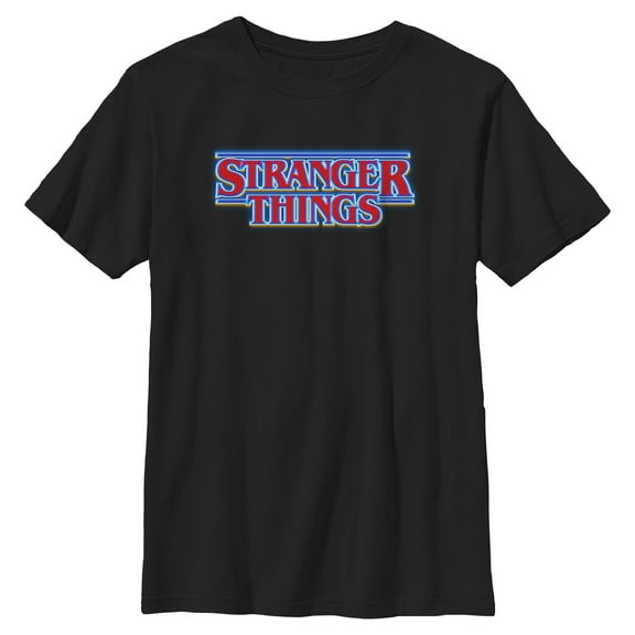 Netflix Boys' Stranger Things Classic Logo Bright Blue Outline T Shirt