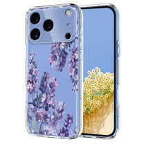 Compatible with iPhone 17 Pro Case Clear with Flower Design, Cute Soft Silicone TPU Floral Aesthetic Women Girls Transparent Protective Shockproof Anti-Scratch Anti-Yellow Phone Cover, E