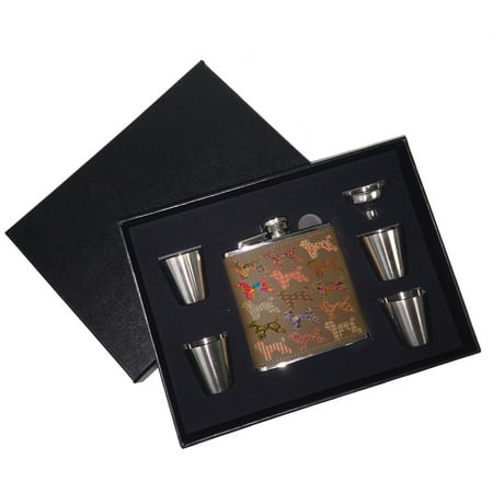 

KuzmarK 6 oz. Leather Flask Set in Black Presentation Box - Poodle Dog