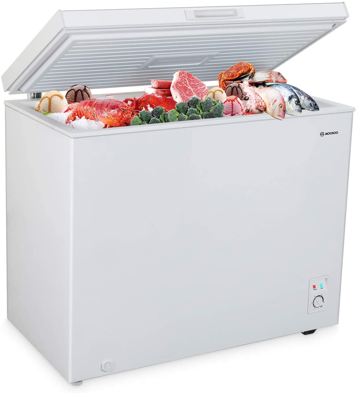 Moosoo 7 0 Cu Ft Chest Freezer Home Compact Freezer With Removable Storage Basket And Roller Movement Md07 White Walmart Com Walmart Com
