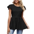 thumbnail image 2 of Meichang Chemises à Illets pour Femmes Col Rond Uni Manches Courtes Jupe Ourlet T-Shirts Tuniques Hauts Habillés Décontractés Blouses de Travail Basiques T-Shirts Mode Été 2024 Noir L, 2 of 4