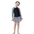 thumbnail image 3 of lnmuld Girls UPF 50 Full Coverage Long Sleeve Rash Guard Set - with Skirt Sun Protective Swimwear Color:Black,Size:14-15 Years, 3 of 6