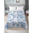 thumbnail image 4 of Twin XL Flat Sheet 66"x102", Navy Blue Flowers Soft Lightweight Bedding Flat Sheets Only, Watercolor Summer Botanical Floral Brushed Microfiber Top Bed Sheet, Breathable StainResistant Bedsheets, 4 of 9