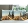 thumbnail image 6 of Ambesonne Beach Throw Pillow Cover 4 Pack, Lighthouse Sea Waves, 20", Multicolor, 6 of 7