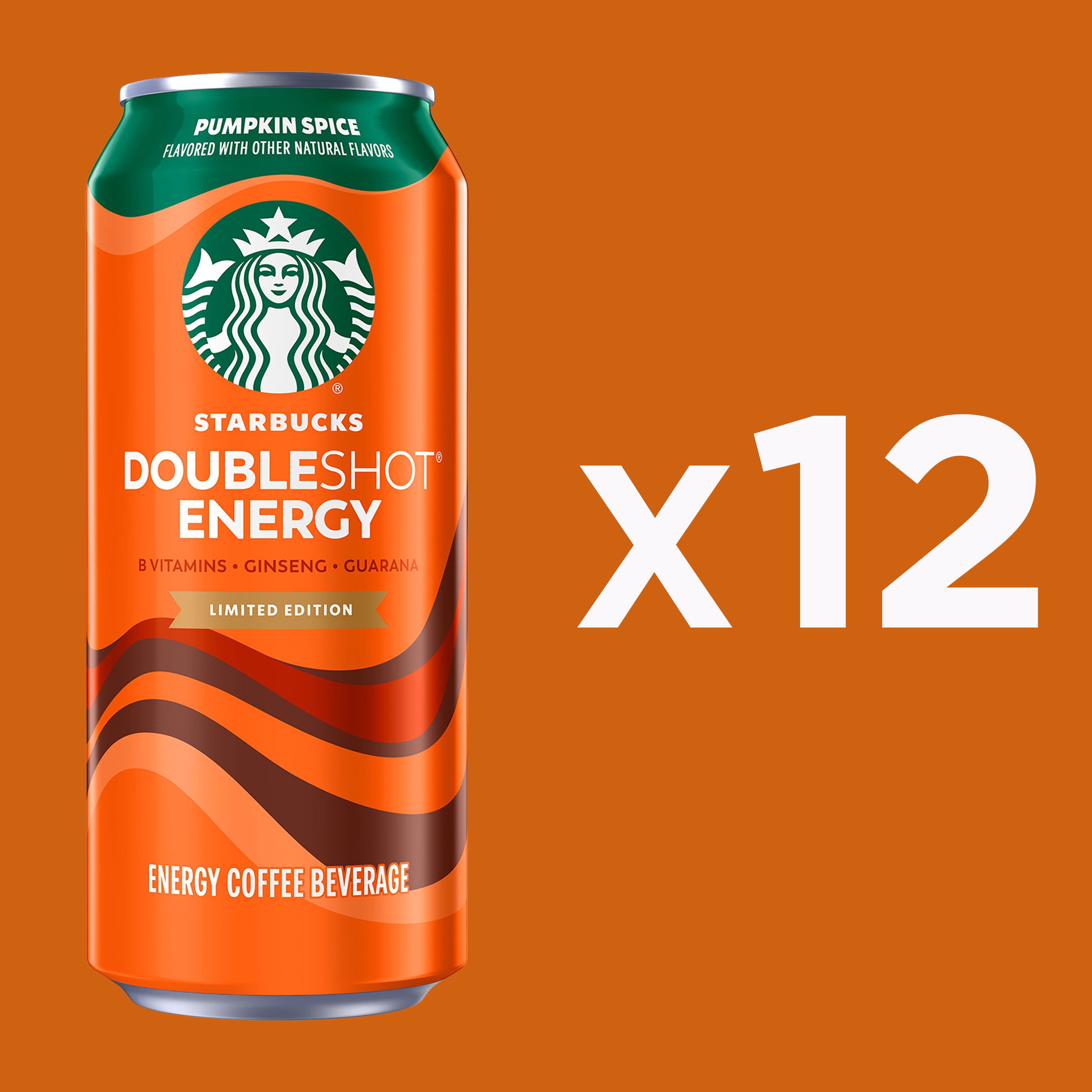 Starbucks Doubleshot Energy Pumpkin Spice Energy Coffee Drink 15 fl oz Cans, 12 Pack