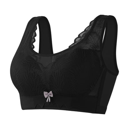 OJSFQUFP Women s Full Coverage Unlined Underwire Plus Size Lingerie Solid Retro Bra Tank Type Gathering Bra Comfortable Bras for Women Wirefree Black 40
